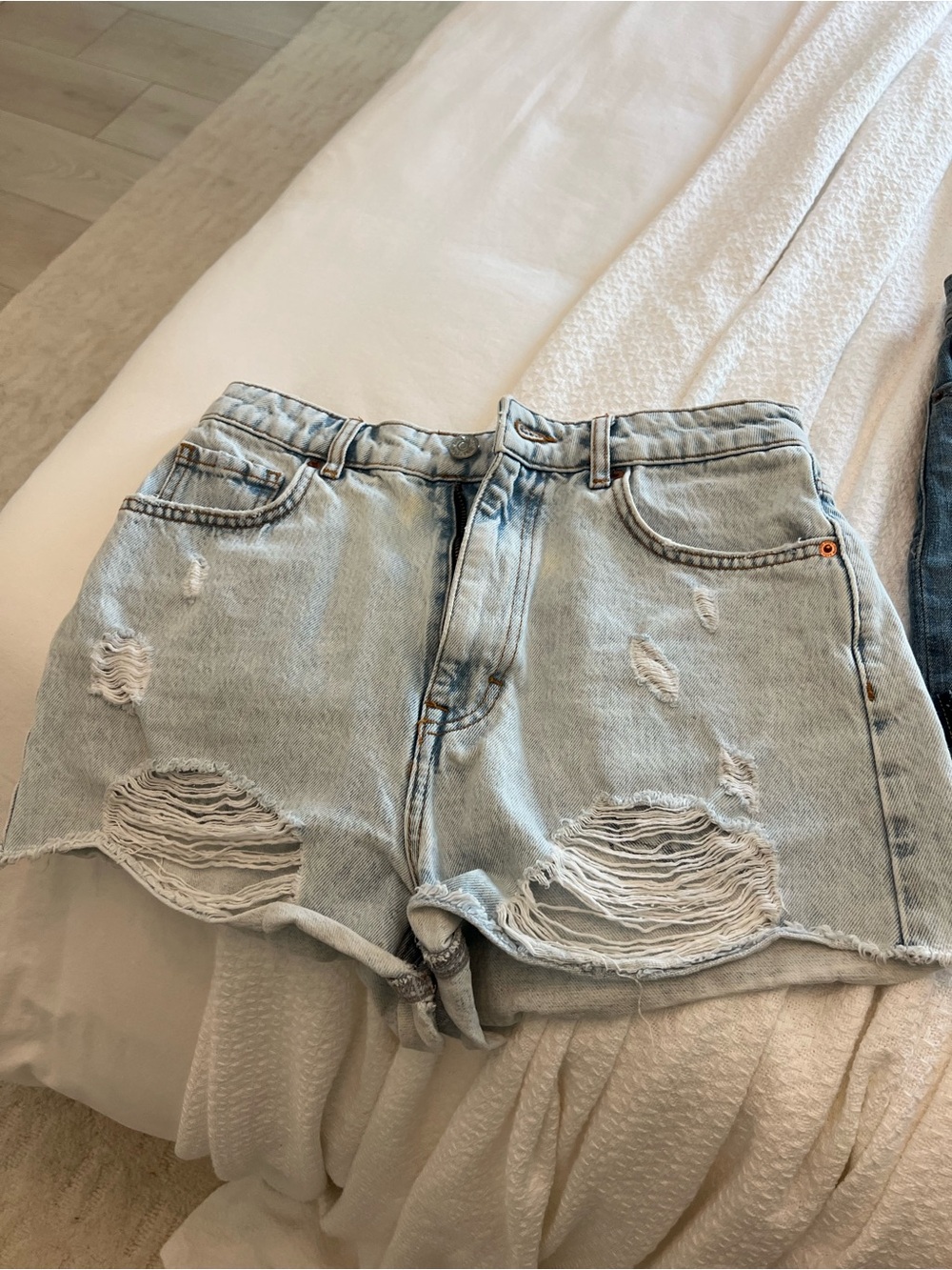 Light Blue Distressed Denim Women’s Shorts